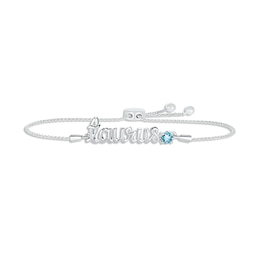 Swiss Blue Topaz Zodiac Taurus Bolo Bracelet Sterling Silver 9.5&quot;