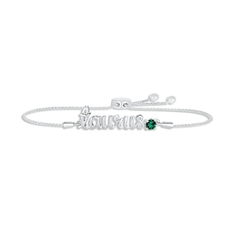 Lab-Created Emerald Zodiac Taurus Bolo Bracelet 10K White Gold 9.5&quot;