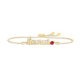 Lab-Created Ruby Zodiac Taurus Bolo Bracelet 10K Yellow Gold 9.5&quot;