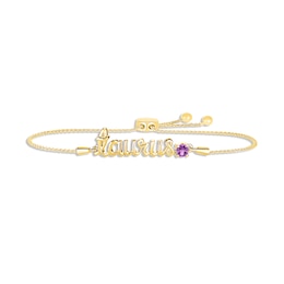 Amethyst Zodiac Taurus Bolo Bracelet 10K Yellow Gold 9.5&quot;