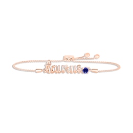 Blue Lab-Created Sapphire Zodiac Taurus Bolo Bracelet 10K Rose Gold 9.5&quot;