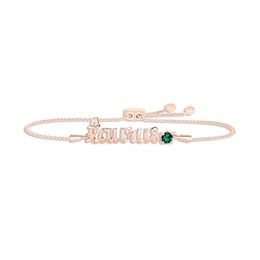 Lab-Created Emerald Zodiac Taurus Bolo Bracelet 10K Rose Gold 9.5&quot;