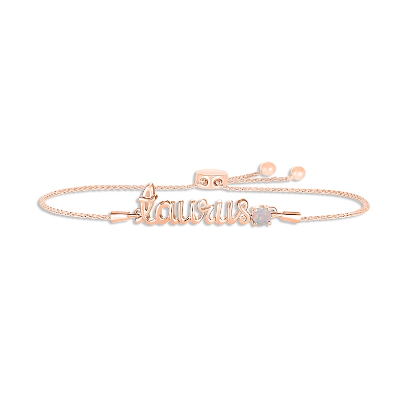 Lab-Created Opal Zodiac Taurus Bolo Bracelet 10K Rose Gold 9.5