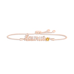 Citrine Zodiac Taurus Bolo Bracelet 10K Rose Gold 9.5&quot;