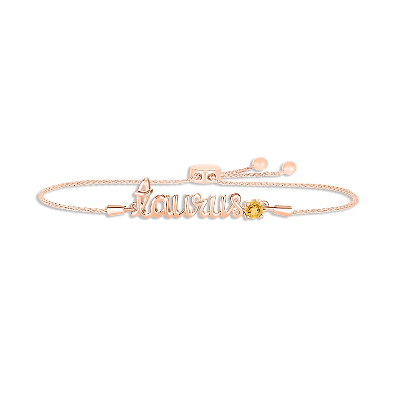 Main Image 1 of Citrine Zodiac Taurus Bolo Bracelet 10K Rose Gold 9.5&quot;