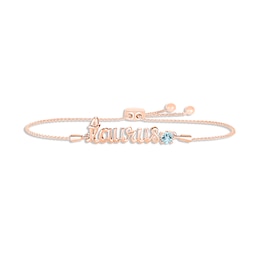 Aquamarine Zodiac Taurus Bolo Bracelet 10K Rose Gold 9.5&quot;