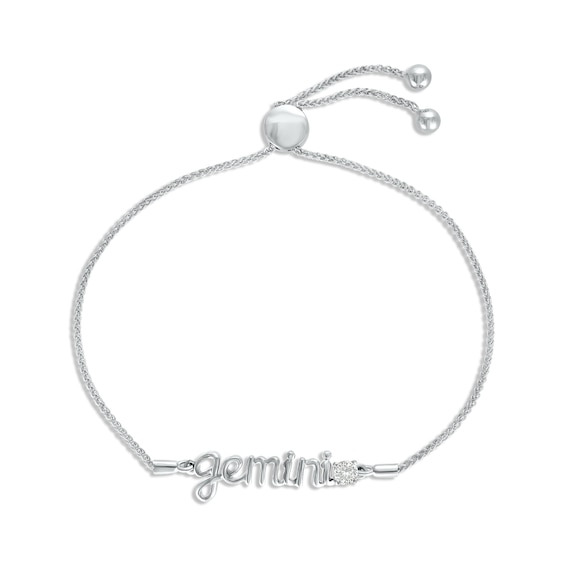 Lab-Created Sapphire Zodiac Gemini Bolo Bracelet Sterling Silver 9.5