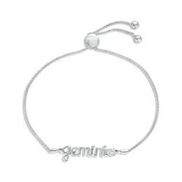 White Lab-Created Sapphire Zodiac Gemini Bolo Bracelet 10K White Gold 9.5&quot;