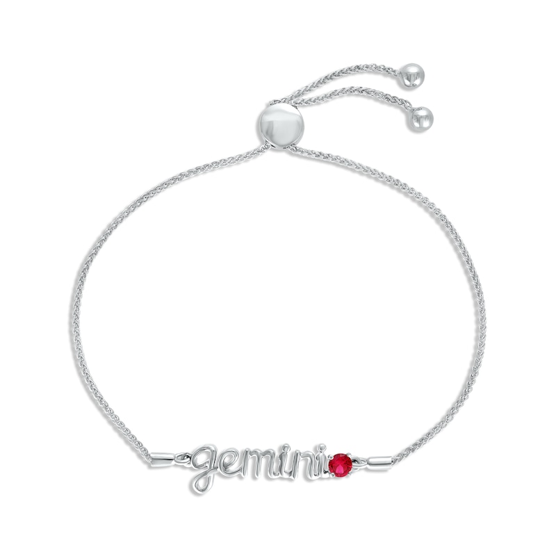 Main Image 1 of Lab-Created Ruby Zodiac Gemini Bolo Bracelet 10K White Gold 9.5&quot;