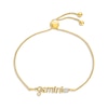 Thumbnail Image 1 of White Lab-Created Sapphire Zodiac Gemini Bolo Bracelet 10K Yellow Gold 9.5&quot;