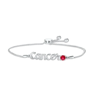 Lab-Created Ruby Heart Bolo Bracelet Sterling Silver