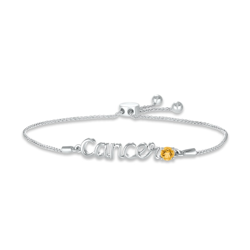 Citrine Zodiac Cancer Bolo Bracelet Sterling Silver 9.5"