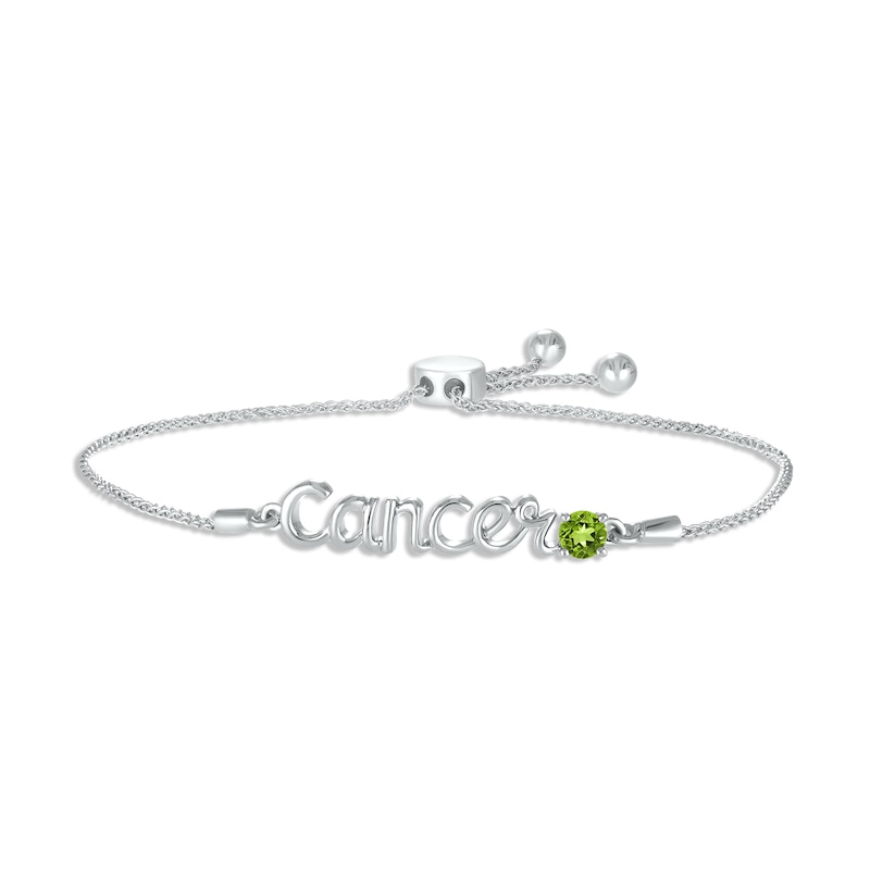 Peridot Zodiac Cancer Bolo Bracelet Sterling Silver 9.5"