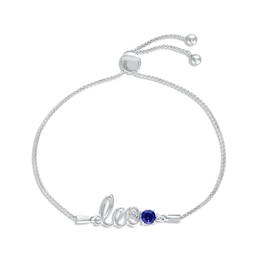 Blue Lab-Created Sapphire Zodiac Leo Bolo Bracelet Sterling Silver 9.5&quot;