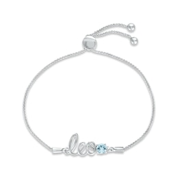 Aquamarine Zodiac Leo Bolo Bracelet Sterling Silver 9.5&quot;