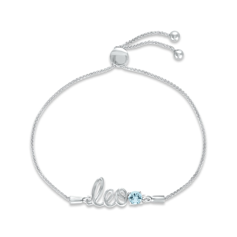 Main Image 1 of Aquamarine Zodiac Leo Bolo Bracelet Sterling Silver 9.5&quot;