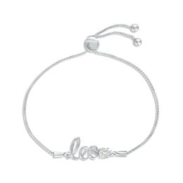 White Lab-Created Sapphire Zodiac Leo Bolo Bracelet 10K White Gold 9.5&quot;