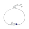 Thumbnail Image 1 of Blue Lab-Created Sapphire Zodiac Leo Bolo Bracelet 10K White Gold 9.5&quot;