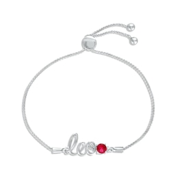 Lab-Created Ruby Zodiac Leo Bolo Bracelet 10K White Gold 9.5&quot;