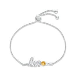 Citrine Zodiac Leo Bolo Bracelet 10K White Gold 9.5&quot;