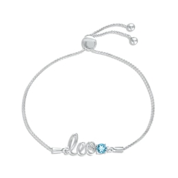 Swiss Blue Topaz Zodiac Leo Bolo Bracelet 10K White Gold 9.5&quot;