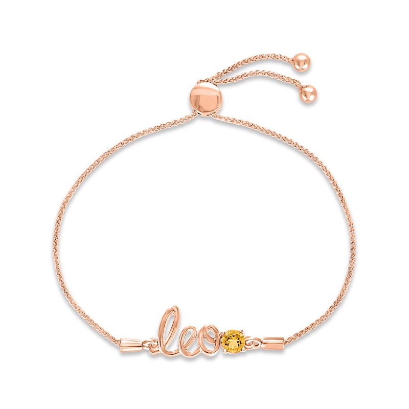 Main Image 1 of Citrine Zodiac Leo Bolo Bracelet 10K Rose Gold 9.5&quot;