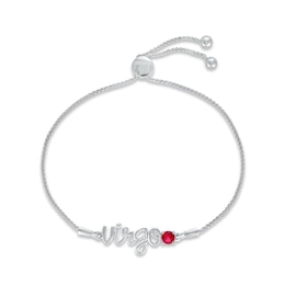 Lab-Created Ruby Zodiac Virgo Bolo Bracelet Sterling Silver 9.5&quot;