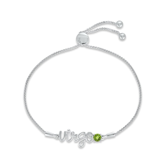 Peridot Zodiac Virgo Bolo Bracelet Sterling Silver 9.5"