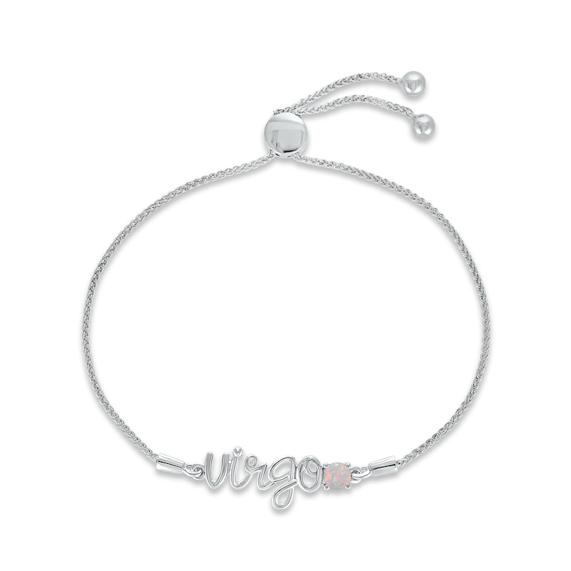 Main Image 1 of Lab-Created Opal Zodiac Virgo Bolo Bracelet 10K White Gold 9.5&quot;