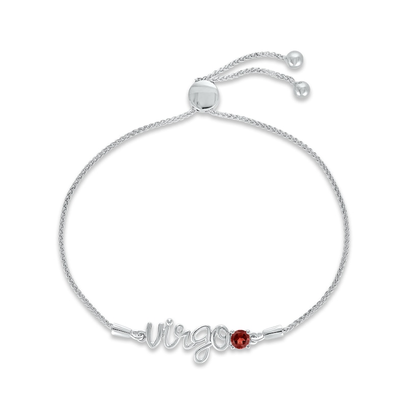 Main Image 1 of Garnet Zodiac Virgo Bolo Bracelet 10K White Gold 9.5&quot;