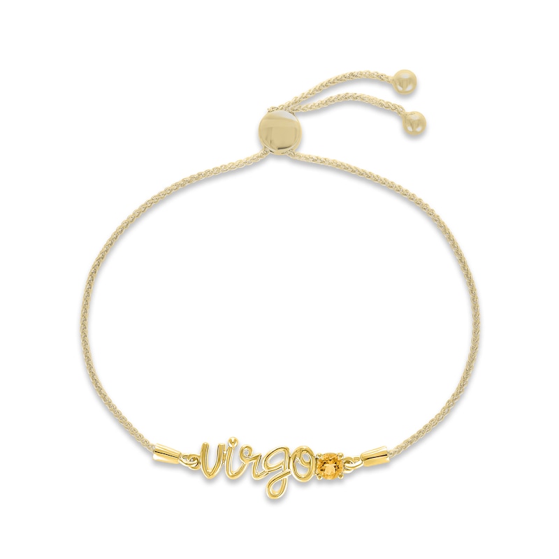 Main Image 1 of Citrine Zodiac Virgo Bolo Bracelet 10K Yellow Gold 9.5&quot;