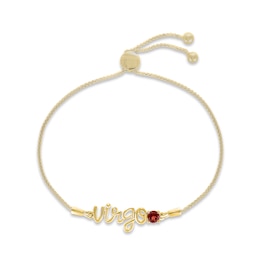 Garnet Zodiac Virgo Bolo Bracelet 10K Yellow Gold 9.5&quot;