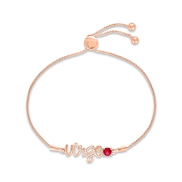 Lab-Created Ruby Zodiac Virgo Bolo Bracelet 10K Rose Gold 9.5&quot;