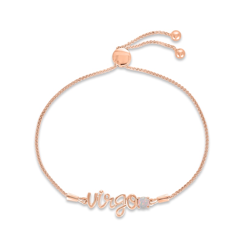 Main Image 1 of Lab-Created Opal Zodiac Virgo Bolo Bracelet 10K Rose Gold 9.5&quot;