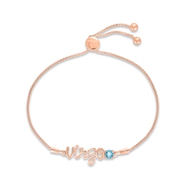 Swiss Blue Topaz Zodiac Virgo Bolo Bracelet 10K Rose Gold 9.5&quot;