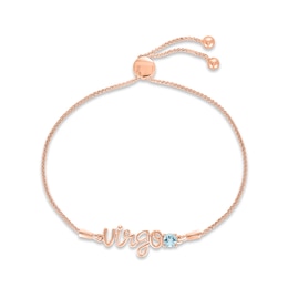 Aquamarine Zodiac Virgo Bolo Bracelet 10K Rose Gold 9.5&quot;