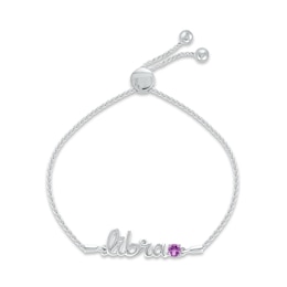 Amethyst Zodiac Libra Bolo Bracelet 10K White Gold 9.5&quot;