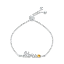 Citrine Zodiac Libra Bolo Bracelet 10K White Gold 9.5&quot;