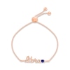 Thumbnail Image 1 of Blue Lab-Created Sapphire Zodiac Libra Bolo Bracelet 10K Rose Gold 9.5&quot;