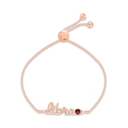 Garnet Zodiac Libra Bolo Bracelet 10K Rose Gold 9.5&quot;