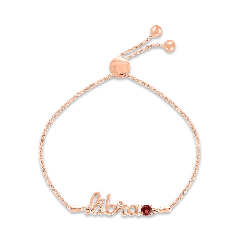 Main Image 1 of Garnet Zodiac Libra Bolo Bracelet 10K Rose Gold 9.5&quot;