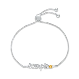 Citrine Zodiac Scorpio Bolo Bracelet Sterling Silver 9.5&quot;