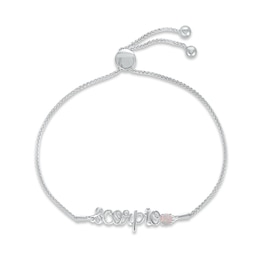 Lab-Created Opal Zodiac Scorpio Bolo Bracelet 10K White Gold 9.5&quot;