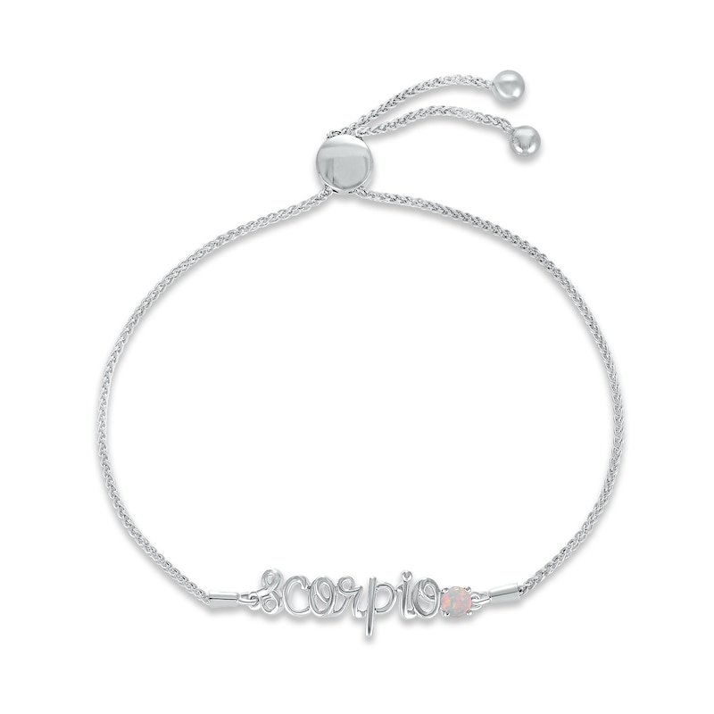 Main Image 1 of Lab-Created Opal Zodiac Scorpio Bolo Bracelet 10K White Gold 9.5&quot;