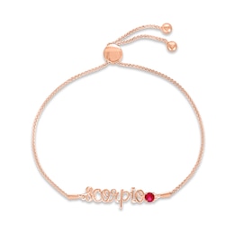 Lab-Created Ruby Zodiac Scorpio Bolo Bracelet 10K Rose Gold 9.5&quot;