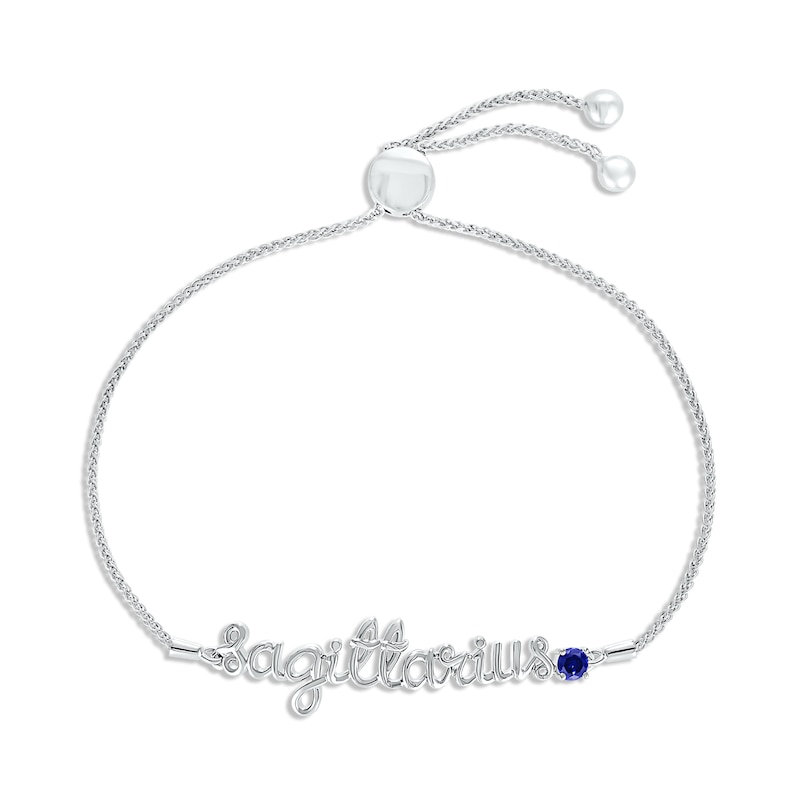 Blue Lab-Created Sapphire Zodiac Sagittarius Bolo Bracelet Sterling ...