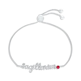 Lab-Created Ruby Zodiac Sagittarius Bolo Bracelet Sterling Silver 9.5&quot;