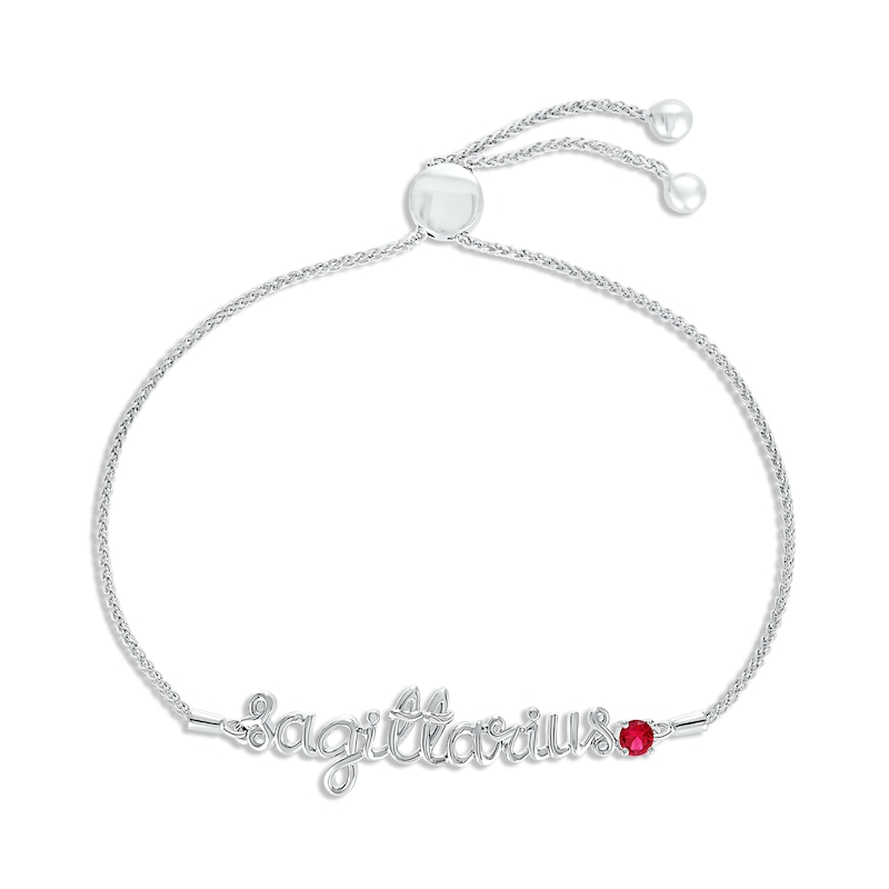 Main Image 1 of Lab-Created Ruby Zodiac Sagittarius Bolo Bracelet Sterling Silver 9.5&quot;