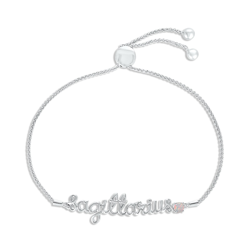 Main Image 1 of Lab-Created Opal Zodiac Sagittarius Bolo Bracelet 10K White Gold 9.5&quot;