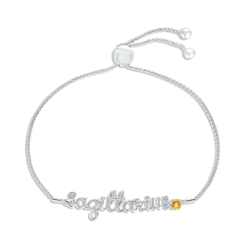 Main Image 1 of Citrine Zodiac Sagittarius Bolo Bracelet 10K White Gold 9.5&quot;